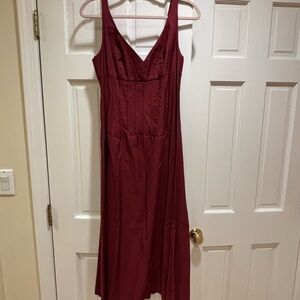 Zara Burgundy GORGEOUS Midi calf Dress, small